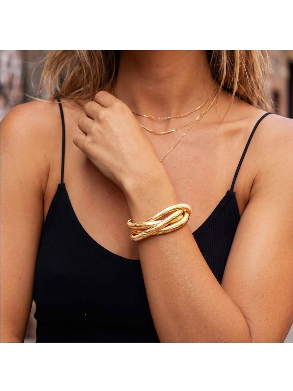 Gold Twist Multi-Strand Cuff Bracelet - Women Jewelry